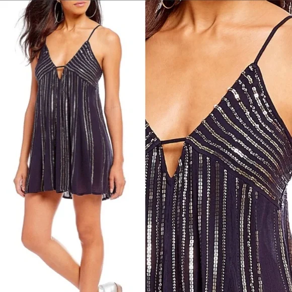 Free People Dress Womens Small Intimately FP Here She Is Sequin Party Mini - Picture 1 of 12